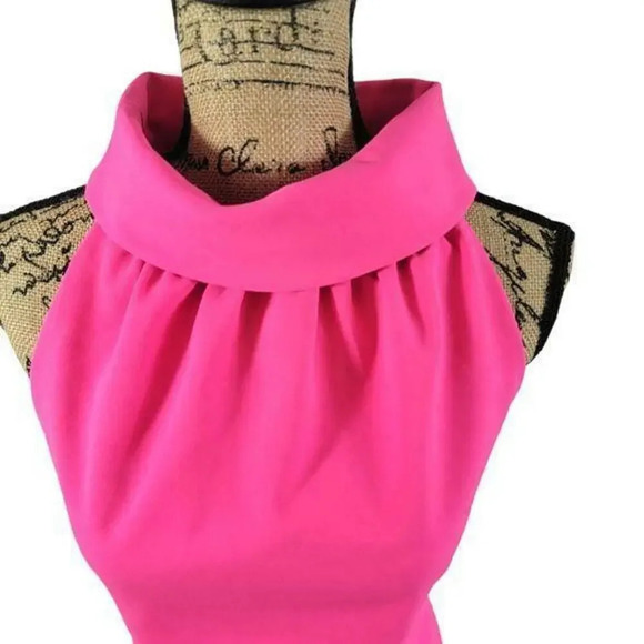SAIL TO SABLE Womens High Neck Sheath Kneelength Dress Size Medium Pink New - Picture 10 of 12